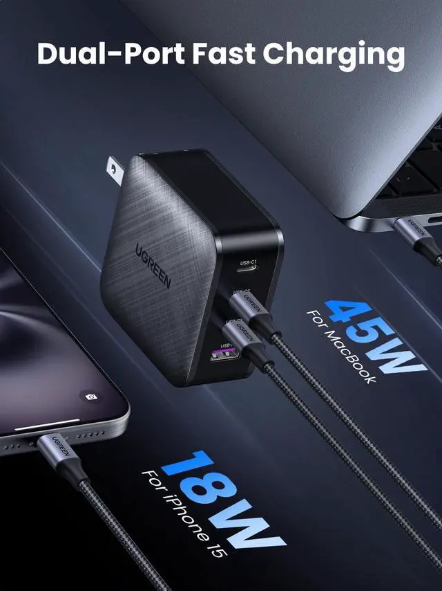 Alt view image 4 of 7 - Nexode 65W GaN USB C Wall Charger, 4-Port Fast Charging Power Adapter Compatible with MacBook Pro/Air, Dell XPS, iPad Pro/Air, iPhone 17/16/15 Series, Galaxy S25/S24, Pixel 10/9, Steam Deck