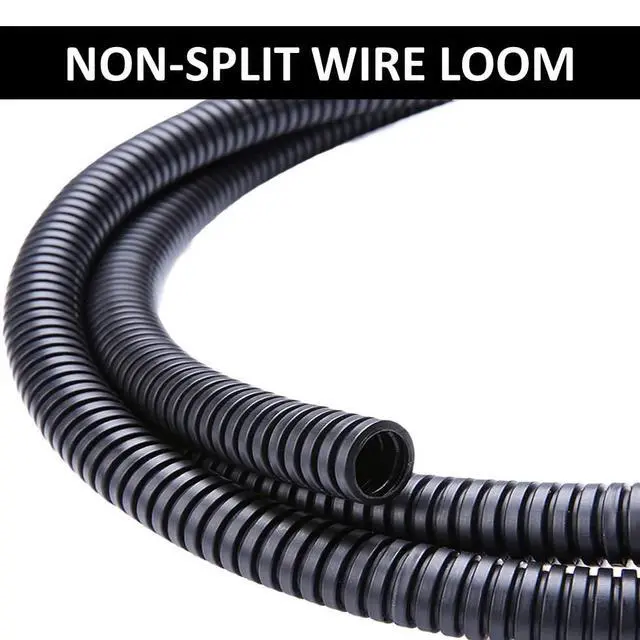Alt view image 2 of 6 - Wire Loom Tubing Non-Split 1/2 Inch 1000 Ft Long - Black Non-Slit Wire Conduit Cover for Cords - Corrugated Tubing and Protector for Automotive Wires Durable Polyethylene