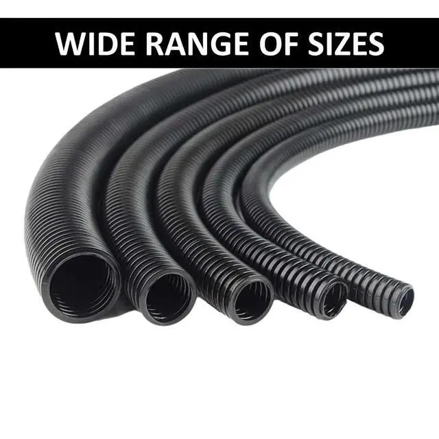 Alt view image 4 of 6 - Wire Loom Tubing Non-Split 1/2 Inch 1000 Ft Long - Black Non-Slit Wire Conduit Cover for Cords - Corrugated Tubing and Protector for Automotive Wires Durable Polyethylene