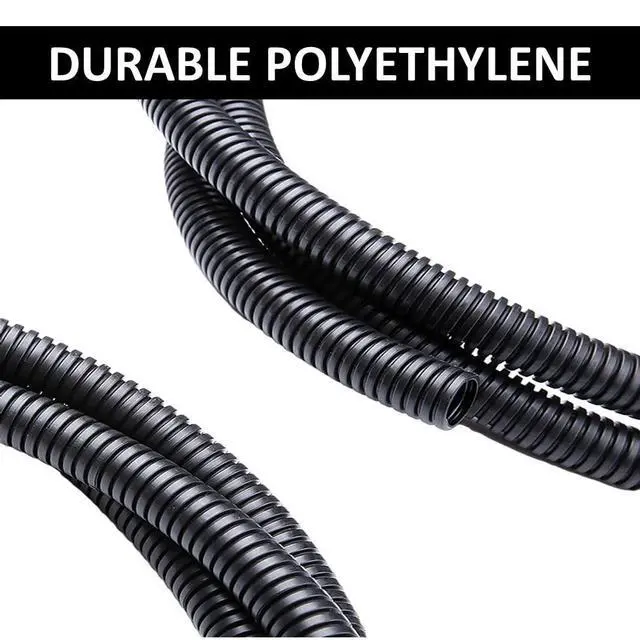 Alt view image 5 of 6 - Wire Loom Tubing Non-Split 1/2 Inch 1000 Ft Long - Black Non-Slit Wire Conduit Cover for Cords - Corrugated Tubing and Protector for Automotive Wires Durable Polyethylene