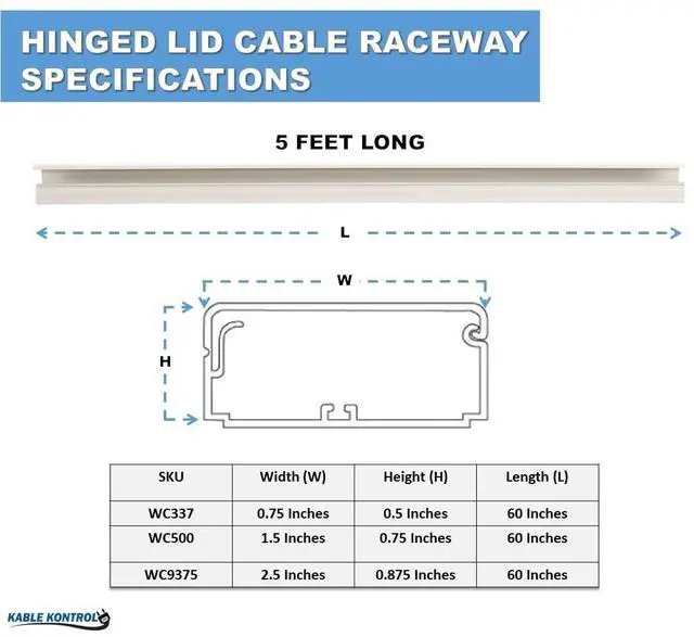 Alt view image 2 of 7 - Cable Raceway Hinged Lid 10 Pcs Bulk Pack Paintable PVC Wall Cord Cover Peel & Stick Self Adhesive Raceway UL 94V0 Flame Resistant Wire Hider 0.75 W X 0.5 H X 60 L White