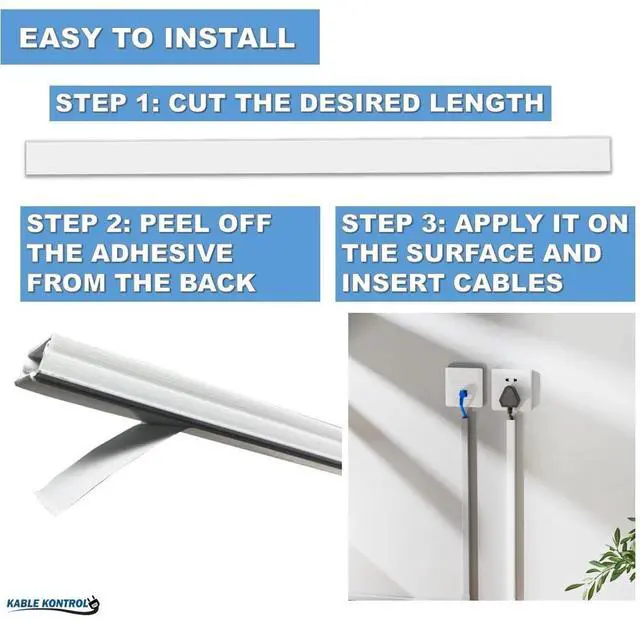 Alt view image 6 of 7 - Cable Raceway Hinged Lid 10 Pcs Bulk Pack Paintable PVC Wall Cord Cover Peel & Stick Self Adhesive Raceway UL 94V0 Flame Resistant Wire Hider 0.75 W X 0.5 H X 60 L White