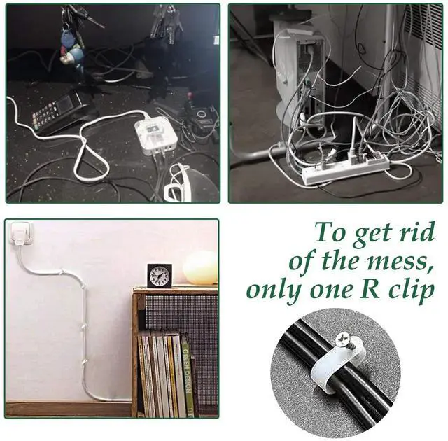 Alt view image 6 of 7 - 120 Pieces 5/8 inch White Nylon Cable Clamps with Stainless Steel Screws, R-Type Mounting Cord Fastener Wire Clamps for Wire Pipe Management