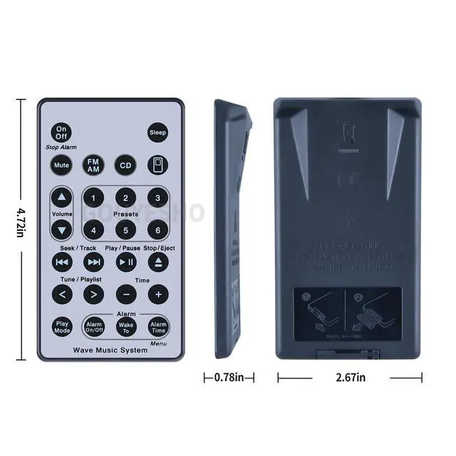 Alt view image 5 of 6 - Universal Replacement Remote Control Fits for Bose Wave Sound Touch Music Radio System I II III IV, AWRCC2 AWRCC3 AWRCC1 AWRCC4 AWRCC6 Wave Music System