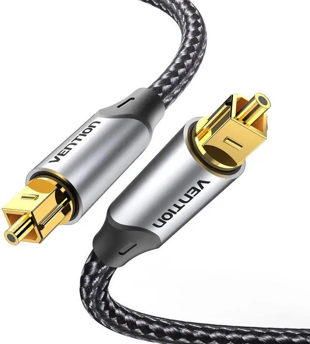 Main image of TOSLINK Optical Audio Cable with Gold-Plated Heads, Nylon Braided Fiber Optic Cord, SPDIF Digital Audio Optical Cable for Soundbar, TV, Home Cinema(Several Size) (Gray, 10ft)