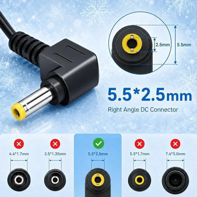 Alt view image 2 of 6 - 65W 19V 3.42A Monitor Power Supply Adapter 5.5x2.5mm Yellow Tip Replacement Charger, Compatible with hp Monitor Power Cord 27F 25F VH240A 27XW
