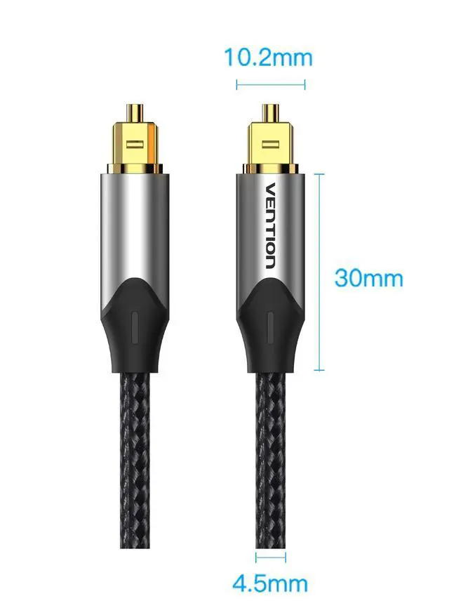 Alt view image 6 of 6 - TOSLINK Optical Audio Cable with Gold-Plated Heads, Nylon Braided Fiber Optic Cord, SPDIF Digital Audio Optical Cable for Soundbar, TV, Home Cinema(Several Size) (Gray, 10ft)