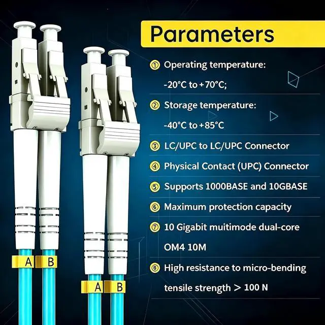 Alt view image 3 of 7 - OM4 LSZH LC to LC UPC Fiber Patch Cord 10m/33ft Multimode Duplex | Fiber Optic Cables Flame-retardant 40GB/100GB Internet cable