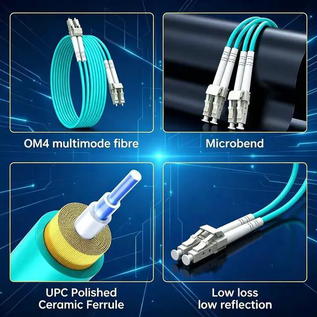 Alt view image 4 of 7 - OM4 LSZH LC to LC UPC Fiber Patch Cord 10m/33ft Multimode Duplex | Fiber Optic Cables Flame-retardant 40GB/100GB Internet cable