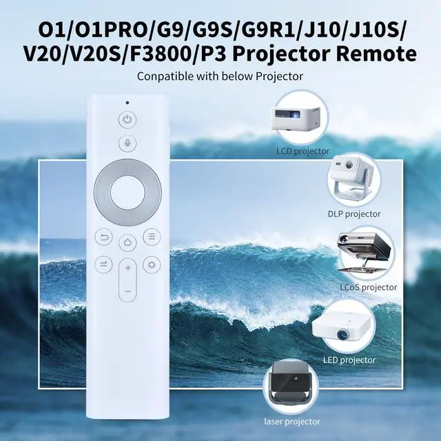 Alt view image 2 of 7 - New Remote Control for JMGO Projector O1/O1Pro/G9/G9S/G9R1/J10/J10S/V20/V20S/F3800/P3 (White)