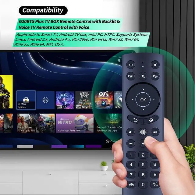 Alt view image 2 of 7 - New G20BTS Plus Wireless Bluetooth 5.0 Voice Backlit Replacement Remote | Support 24G USB Gyroscope IR Learning Remote Control for Android TV Box(G20S Pro Plus)