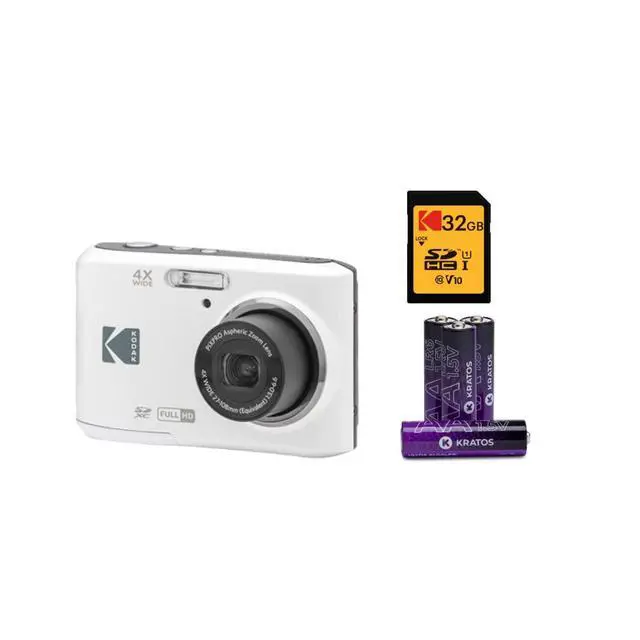 Main image of Kodak Friendly Zoom FZ45-WH 16MP Digital Camera Bundle (White) | 32GB Memory Card, 2.7' LCD Screen, 4X Optical 27mm Wide Angle, (6 items)