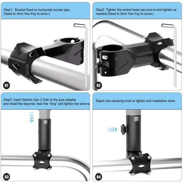 Alt view image 5 of 6 - Starlink Gen 2 RV Mount - Heavy-Duty Aluminum Mount for Starlink V2 Dish, Fits RV Ladders, 1.1-1.3 Poles, SUVs - Weatherproof & Easy Installation