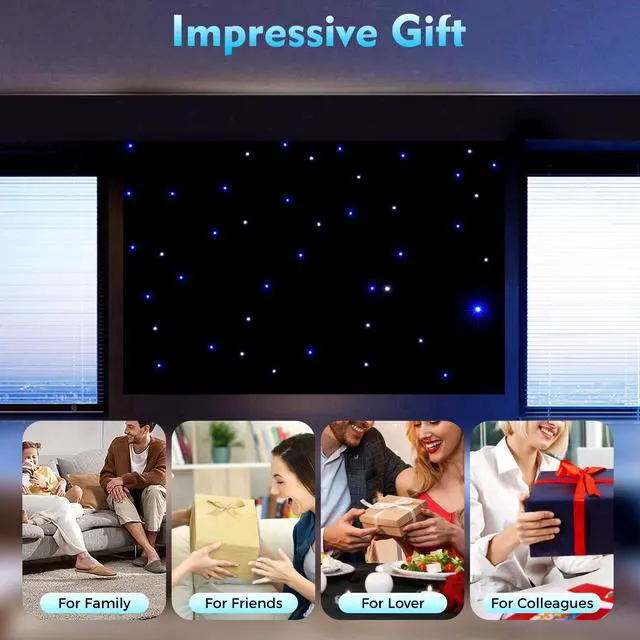 Alt view image 5 of 7 - LED Star Lights Curtain, 19.69 * 9.48FT Star Light Curtain Backdrops Galaxy Starry Background White & Blue Foldable Wedding Stage Backdrop for Christmas Party Club Show Decoration