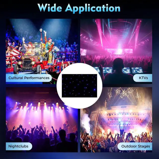 Alt view image 7 of 7 - LED Star Lights Curtain, 19.69 * 9.48FT Star Light Curtain Backdrops Galaxy Starry Background White & Blue Foldable Wedding Stage Backdrop for Christmas Party Club Show Decoration