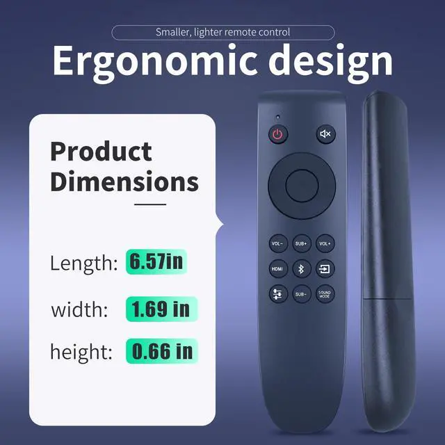 Alt view image 6 of 7 - Replacement Remote Control for Onn 100002634 42" 5.1. 2. Dolby Atmos Soundbar
