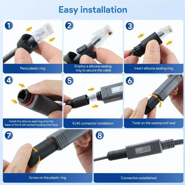 Alt view image 5 of 7 - PoE Splitter 100W Gigabit Ethernet Splitter 100m Long Distance Fast Data Transfer for Cat5e and Higher Cables with Satellite Accessories