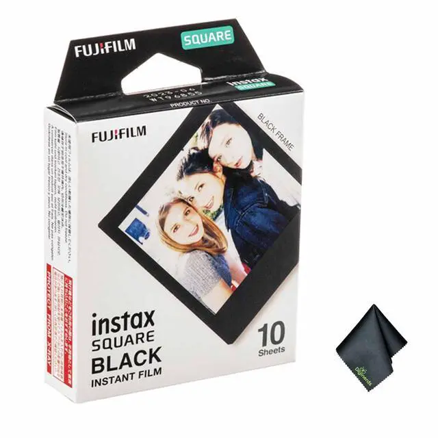 Main image of INSTAX Square Black Film 10 Exposures Bundle | For Instant Photos, Scrapbooks & Sharing | Includes Cleaning Cloth