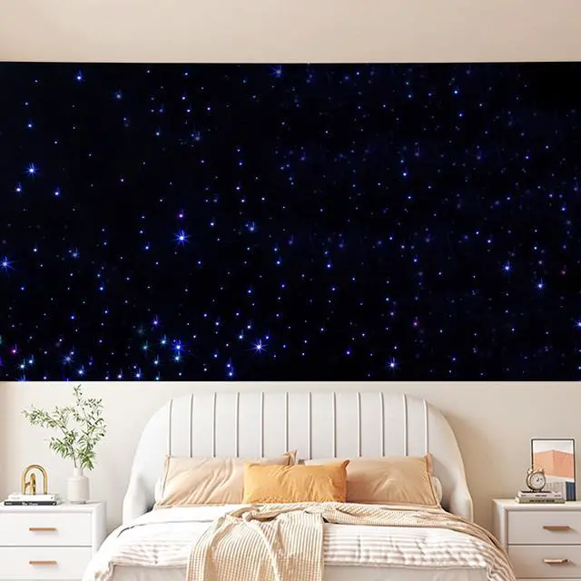 Alt view image 4 of 6 - LED Stage Star Backdrop, Velvet Star Curtain, Starry Sky Cloth Background with DMX Control Voice Activation, Wedding Party, Blue White (RGBW)