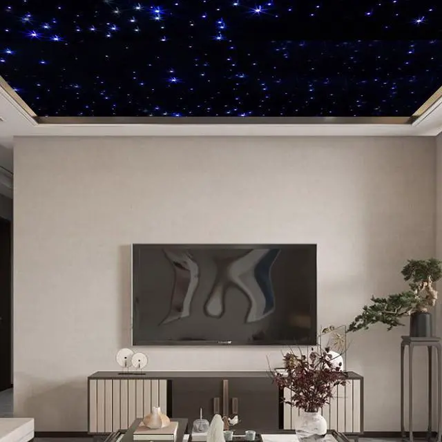 Alt view image 5 of 6 - LED Stage Star Backdrop, Velvet Star Curtain, Starry Sky Cloth Background with DMX Control Voice Activation, Wedding Party, Blue White (RGBW)