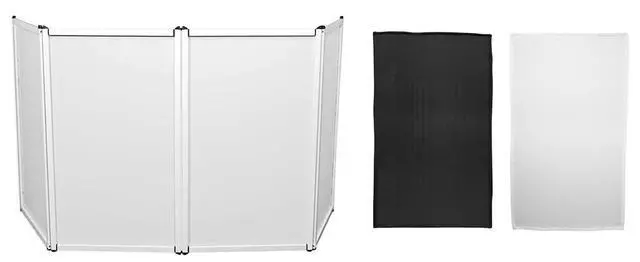 Main image of RFAAW DJ Facade Bundle with RSCFAB Black and RSCFAW White Scrims | Aluminum Frame, 4 Panels 27.5" W x 47.2" H, 7 LBS, 360 Degree Rotating, Foldable, Fire Retardant, Travel Bag, 3-Items