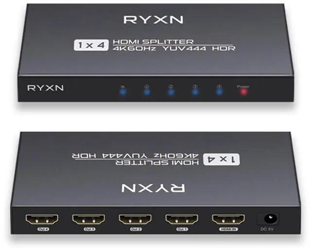 Main image of HDMI 2.0 Splitter 1 in 4 Out 4K 60Hz, HDCP Bypass, Dolby Atmos, YUV 4:4:4, HDCP2.2/2.3, EDID, LPCM5.1/7.1, Compatible PS5/4/3, Xbox, Roku, Apple TV, Fire Stick, Blu-ray Player