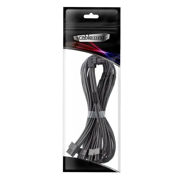 Alt view image 3 of 3 - E-Series Pro ModMesh Sleeved 12V-2x6 12VHPWR 90° StealthSense PCIe Cable for EVGA G/G+ / P/P+ / T - Variant B (Carbon, 16-pin to Quad 8-pin, 60cm)