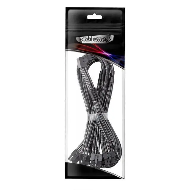 Alt view image 3 of 3 - E-Series Pro ModMesh Sleeved 12V-2x6 12VHPWR 90° StealthSense PCIe Cable for EVGA G/G+ / P/P+ / T - Variant A (Carbon, 16-pin to Quad 8-pin, 60cm)