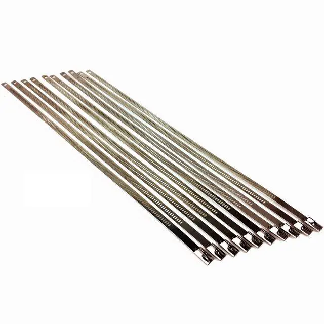 Alt view image 4 of 6 - 10 pack Secure 14" long Stainless Steel Positive Locking Zip Ties Heat Resistant Universal Use