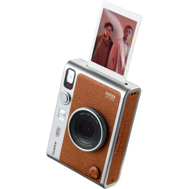 Alt view image 3 of 7 - INSTAX Mini EVO Hybrid Instant Camera | Brown Bundle with Instax Mini Instant Film | 60 Exposures + Microfiber Cleaning Cloth (3 Items)