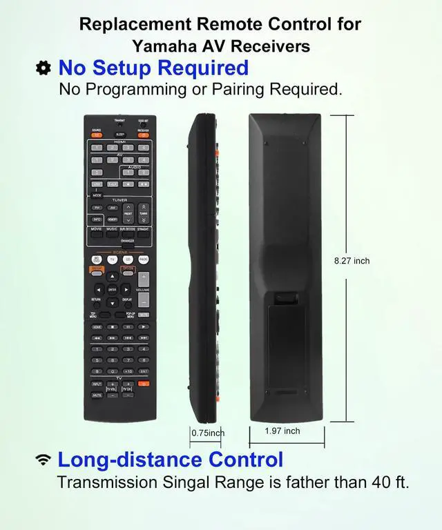 Alt view image 2 of 6 - Replacement Remote Control Universal for Yamaha RX-V477 RAV465 ZA11370 RX-V671 RAV522 ZJ66510 RX-V577 RAV337 WT92730 RX-V765 RX-V867 RX-V665 RX-A710 RX-V471 YHT-595 YHT-695 Sound AV Receiver