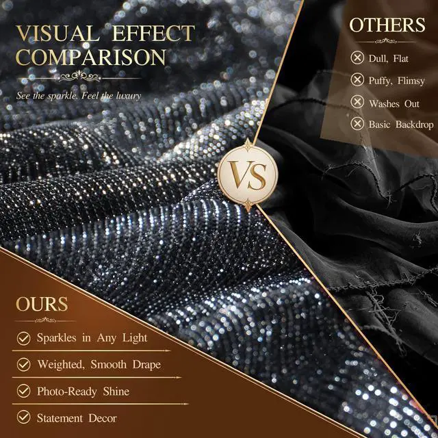 Alt view image 3 of 7 - Wedding Arch Draping Fabric 28" x19FT Black Shimmery Sheer Fabric Drapes 2 Panels Arch Backdrop Curtains for Wedding Decor Ceremony Birthday Party Baby Shower Home Decoration