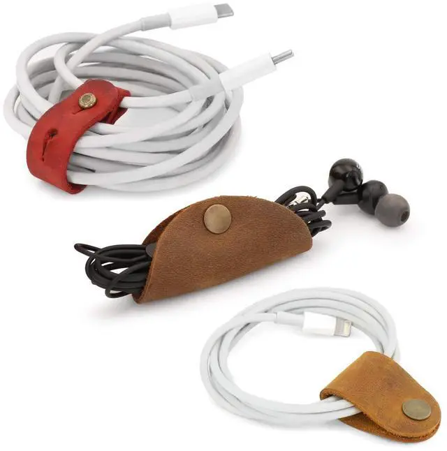 Main image of Londo Genuine Leather Headphone Earphone and General Cable Organizer Strap Set