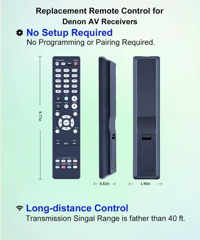 Alt view image 2 of 6 - Remote Control Replacement for Denon AVR-S960H RC-1257 AVR-X2100W RC-1226 AVR-X1800H AVR-X2600H DRA-900H AVR-S930H RC-1239 AVR-X1400H Home Theater AVR AV Receiver