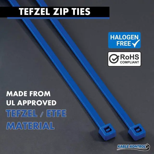 Alt view image 3 of 7 - Tefzel Cable Ties ETFE, 4 Inch 100 Pcs, 18 Lbs Test, Blue | High Temp Zip Ties UV, Chemical Resistant, Non-Corrosive, Ideal for Hot, Cold, and Industrial Applications
