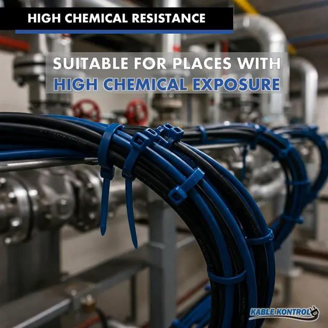 Alt view image 6 of 7 - Tefzel Cable Ties ETFE, 4 Inch 100 Pcs, 18 Lbs Test, Blue | High Temp Zip Ties UV, Chemical Resistant, Non-Corrosive, Ideal for Hot, Cold, and Industrial Applications