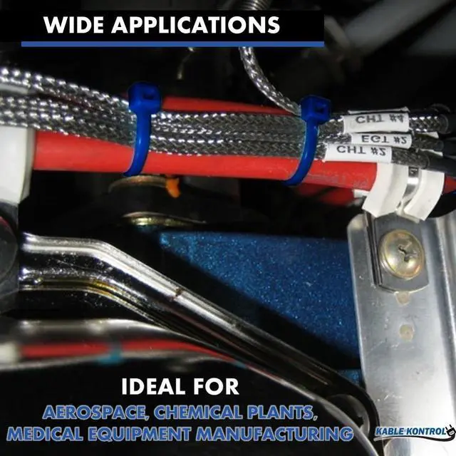 Alt view image 7 of 7 - Tefzel Cable Ties ETFE, 4 Inch 100 Pcs, 18 Lbs Test, Blue | High Temp Zip Ties UV, Chemical Resistant, Non-Corrosive, Ideal for Hot, Cold, and Industrial Applications