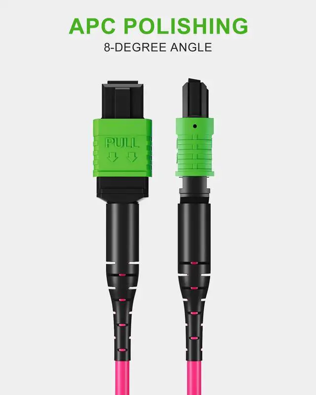 Alt view image 3 of 7 - MPO to MPO Female OM4 Fiber Patch Cable, 16 Fiber Multimode MPO Trunk Cable for 40G/100G QSFP+ Applications, LSZH Fiber Cable Angled Physical Contact 5M