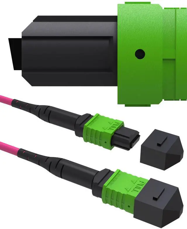 Main image of MPO to MPO Female OM4 Fiber Patch Cable, 16 Fiber Multimode MPO Trunk Cable for 40G/100G QSFP+ Applications, LSZH Fiber Cable Angled Physical Contact 5M