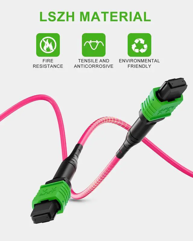 Alt view image 6 of 7 - MPO to MPO Female OM4 Fiber Patch Cable, 16 Fiber Multimode MPO Trunk Cable for 40G/100G QSFP+ Applications, LSZH Fiber Cable Angled Physical Contact 5M