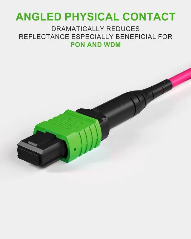 Alt view image 7 of 7 - MPO to MPO Female OM4 Fiber Patch Cable, 16 Fiber Multimode MPO Trunk Cable for 40G/100G QSFP+ Applications, LSZH Fiber Cable Angled Physical Contact 5M
