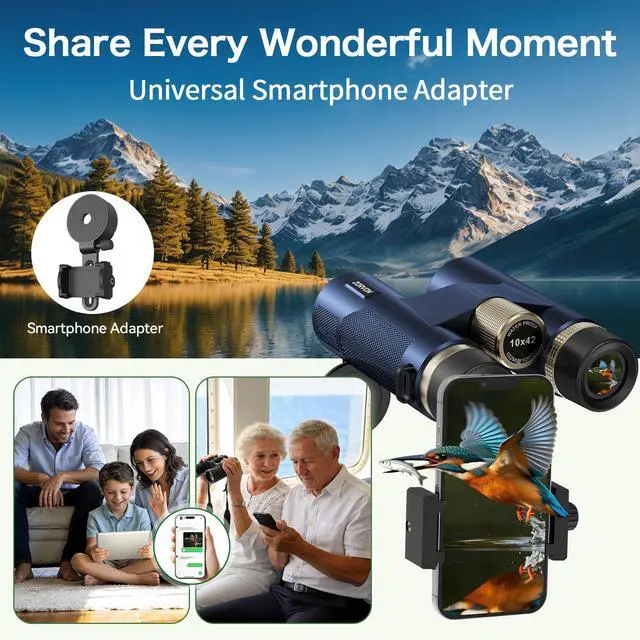 Alt view image 3 of 7 - 10x42 HD Binoculars for Adults, BAK4 Prism for Bird Watching & Cruise | High-Powered Optics with 23mm Large Eyepiece, Low-Light Vision, Easy Focus, IPX7 Waterproof for Hunting, Travel