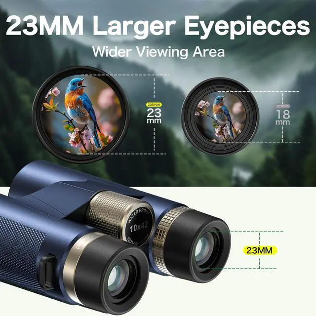 Alt view image 5 of 7 - 10x42 HD Binoculars for Adults, BAK4 Prism for Bird Watching & Cruise | High-Powered Optics with 23mm Large Eyepiece, Low-Light Vision, Easy Focus, IPX7 Waterproof for Hunting, Travel