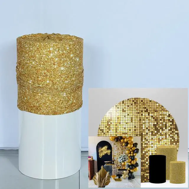 Alt view image 2 of 6 - Stretchy Cloth Cylinder Cover for Party Decoration Plinth Cover Pedestal Cover Golden Style