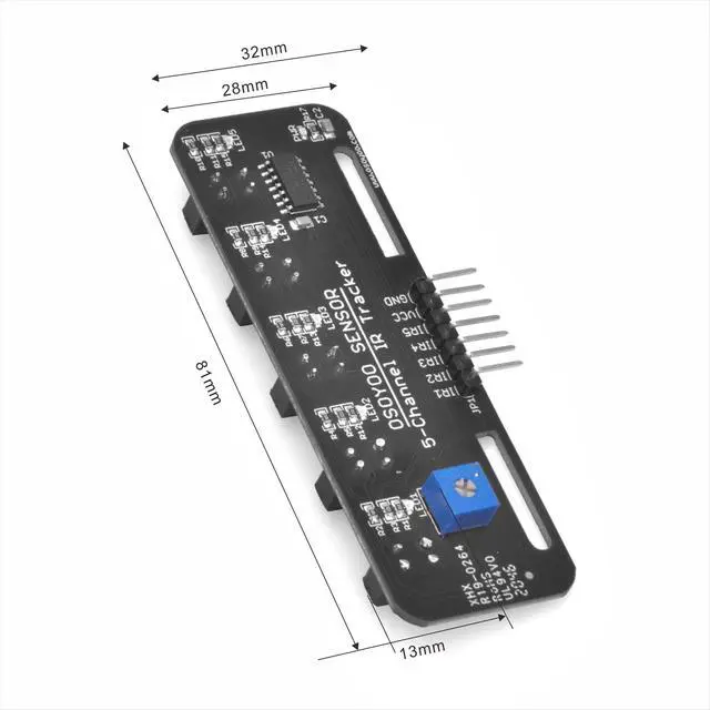 Alt view image 6 of 7 - Infrared Line Tracking Sensor Module + 7 Pin 25cm Female to Female Jumper Wire, 5-Channel Infrared IR Line Reflection Tracker Sensor 3.3V-5V, Smart Car Black White Line Detection Tracing
