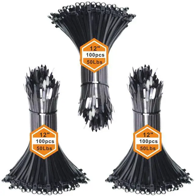 Main image of Black Zip Ties with Screw Hole 50lbs Mountable head Cable Ties Straps Multipurpose Heavy Duty Nylon Cable Zip Ties with Screw Mounting Hole (300, black, 12 inch)