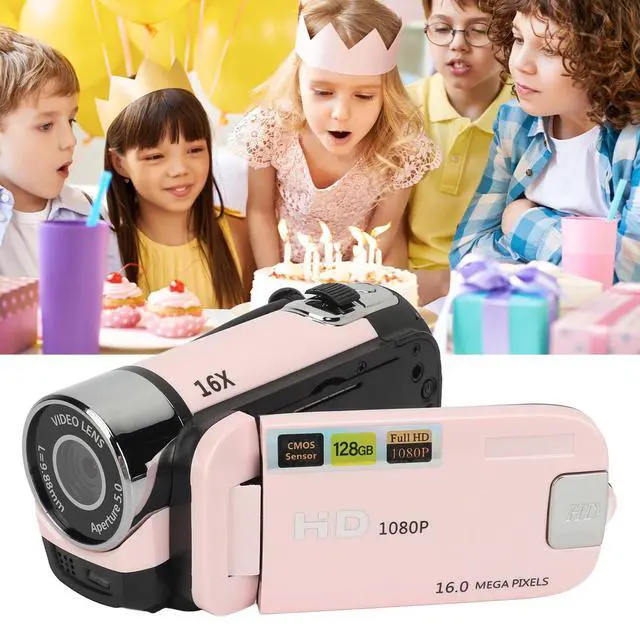 Alt view image 4 of 7 - D90 Digital Video Camera, 1080P 16MP Handheld Video Camcorder 16x Digital Zoom Video Camera with 2.7in TFT Rotatable Screen, HD Video Recorder Camera with Fill Light (Pink)
