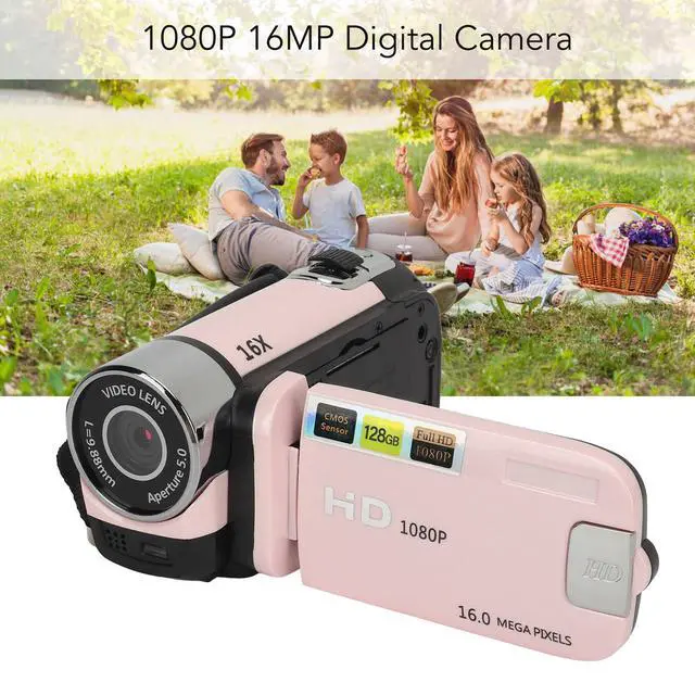 Alt view image 6 of 7 - D90 Digital Video Camera, 1080P 16MP Handheld Video Camcorder 16x Digital Zoom Video Camera with 2.7in TFT Rotatable Screen, HD Video Recorder Camera with Fill Light (Pink)