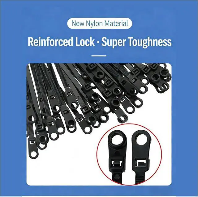 Alt view image 4 of 7 - Black Zip Ties with Screw Hole 50lbs Mountable head Cable Ties Straps Multipurpose Heavy Duty Nylon Cable Zip Ties with Screw Mounting Hole (300, black, 12 inch)