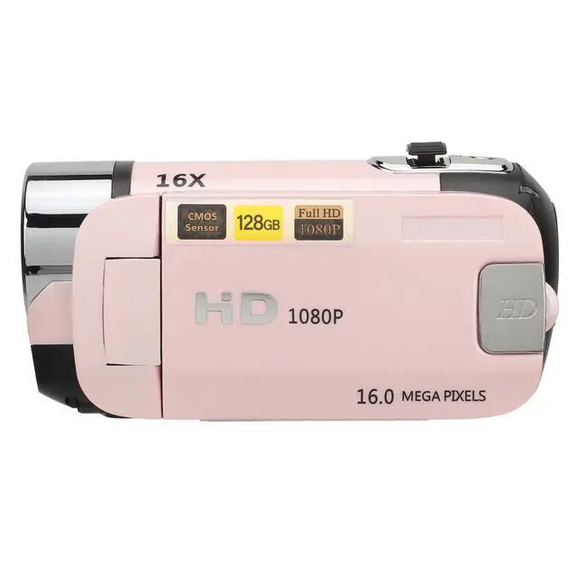 Alt view image 7 of 7 - D90 Digital Video Camera, 1080P 16MP Handheld Video Camcorder 16x Digital Zoom Video Camera with 2.7in TFT Rotatable Screen, HD Video Recorder Camera with Fill Light (Pink)